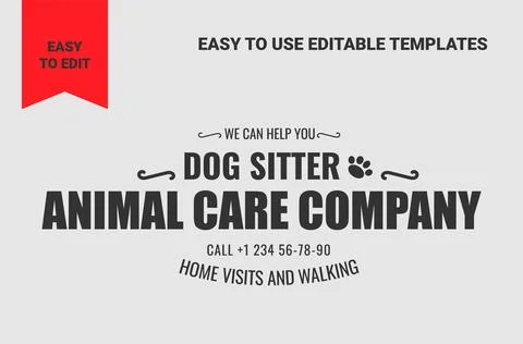 Editable text template. Trendy dog sitter label Stock-Illustration