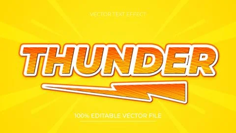 Editable Thunder comic style 3d text effect Stock Illustration