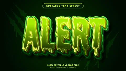 Editable toxic Green text effect Halloween theme text style Stock Illustration