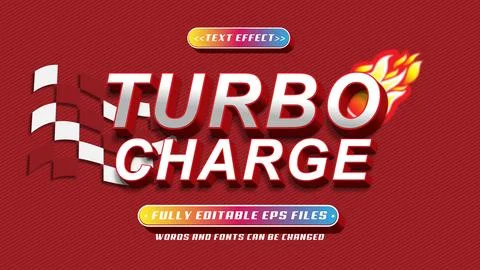 Editable turbo charge text effect Stock Illustration
