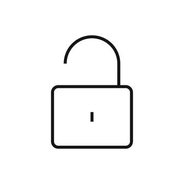 Editable unlock padlock line icon. Vector illustration isolated on white back Stock Illustration
