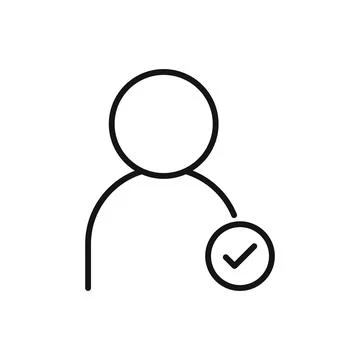 Editable User Approve Check mark line icon. Vector illustration isolated on w Stock Illustration
