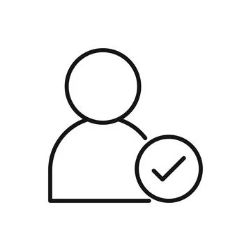 Editable User Approve Check mark line icon. Vector illustration isolated on w Stock Illustration