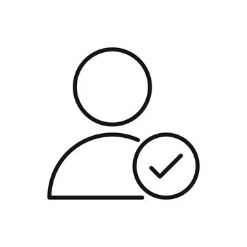 Editable User Approve Check mark line icon. Vector illustration isolated on w Stock Illustration