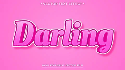 Editable valentine's day 3d text effect, Darling text style effect Ilustração Stock