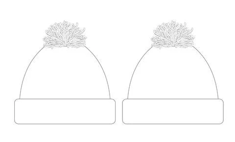 Editable Vector Beanie Cap Sketch Illustration, Digital Cloths Template Hat Stock Illustration