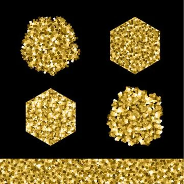 Editable vector brush set Golden glitter Stock Illustration