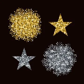 Editable vector brushes Golden and Silver glitter Stock Illustration