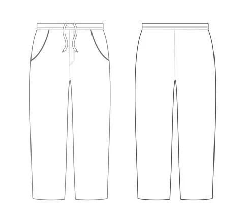 Editable Vector Cricket Pant Sketch Illustration Digital Cloths Template Stock Illustration