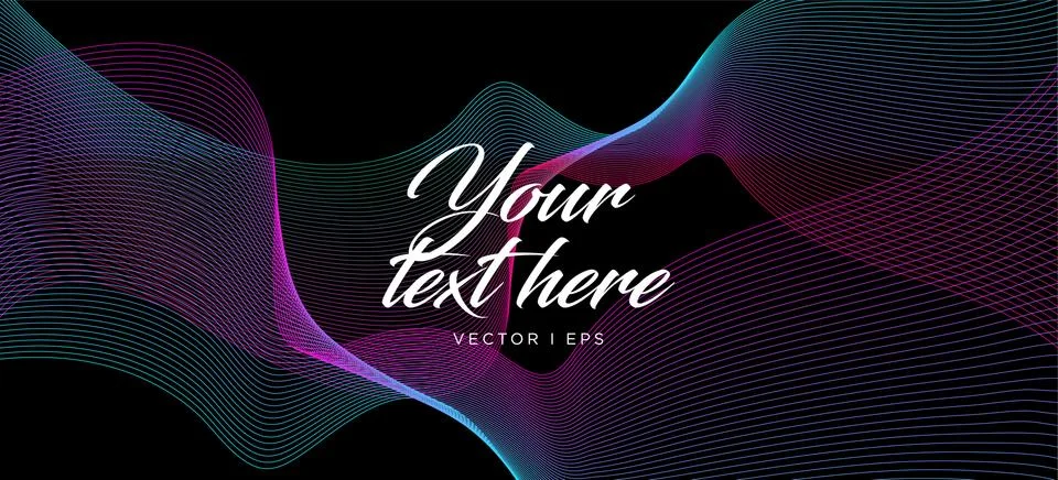 Editable vector dynamic colorful lines on a black background. Power of techno Stock Illustration