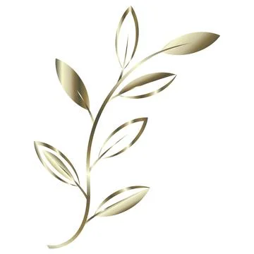Editable vector element of gold gradient branch with leaves. EPS10 Stock Illustration