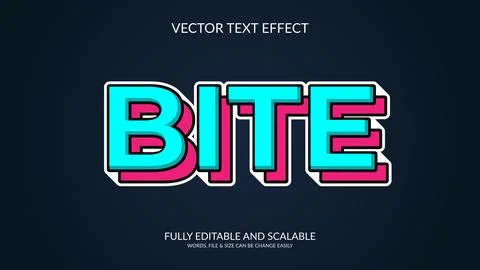 Editable vector eps bite 3d text effect design. Stock Illustration