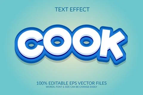 Editable vector eps cook 3d text effect design. Ilustración de archivo