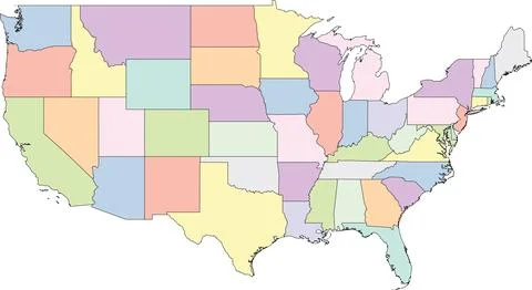 Editable vector file of the continental United States Stock Illustration