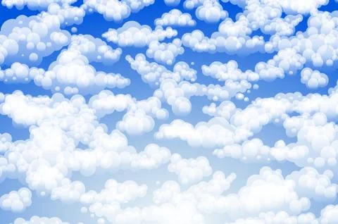 Editable vector illustration of light clouds in a blue sky made using a gra.. Stock Illustration