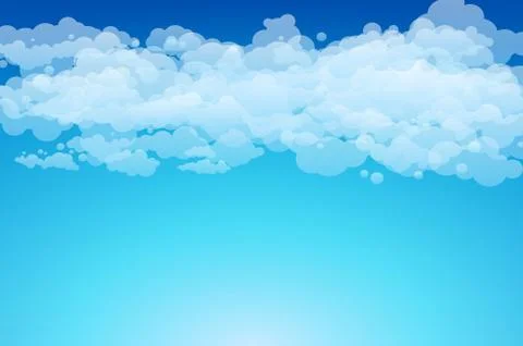 Editable vector illustration of light clouds in a blue sky made using a gra.. Stock Illustration