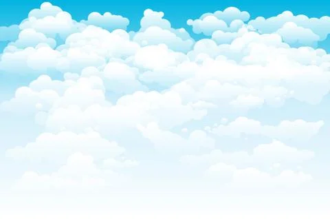 Editable vector illustration of light clouds in a blue sky made using a gra.. Stock Illustration