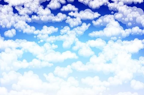 Editable vector illustration of light clouds in a blue sky made using a gra.. Stock Illustration