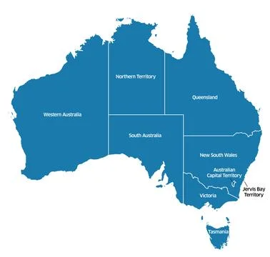 Editable vector map of Australia, including states. Stock Illustration