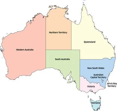 Editable vector map of Australia, including states. Stock Illustration