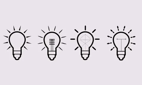 Editable vector pack of bulb line icons. Trendy stroke signs set Stock Illustration