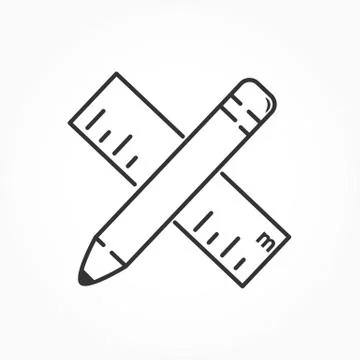 Editable vector pencil and ruler icon. Isolated on a light background Stock Illustration