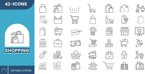 Editable Vector Shopping Icon Set Stock Illustration