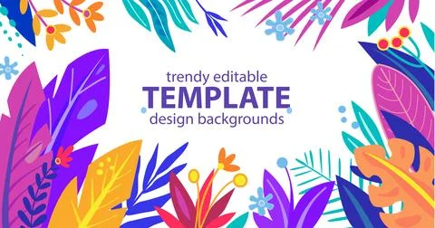 Editable vector template with Floral trendy elements Stock Illustration