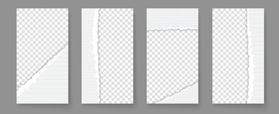 Editable vector templates with torn paper frames on transparent background Illustrazione stock