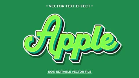 Editable Vector Text Effect Apple Design in Green Illustrazione stock