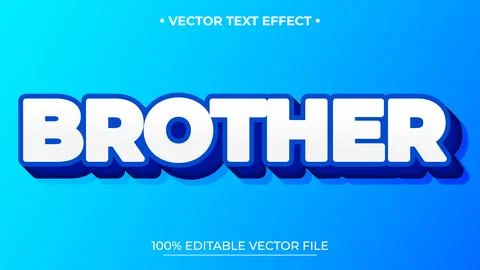 Editable Vector Text Effect Brother in Blue and White Stock Illustration