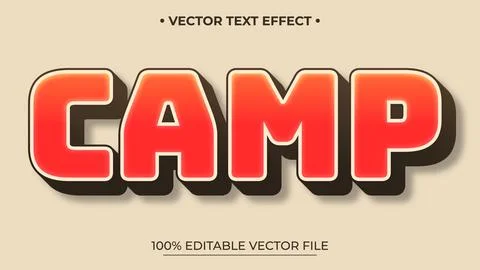 Editable Vector Text Effect Camp Design with Retro Style and Gradient Stock Illustration