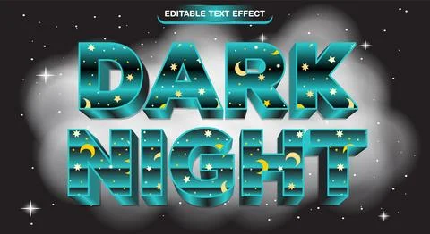 Editable vector text effect Dark Night sky Illustrazione stock