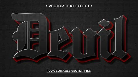 Editable Vector Text Effect Devil Gothic Font Dark Red Outline Stock Illustration