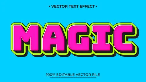 Editable Vector Text Effect Magic Neon Pink Green Stock Illustration