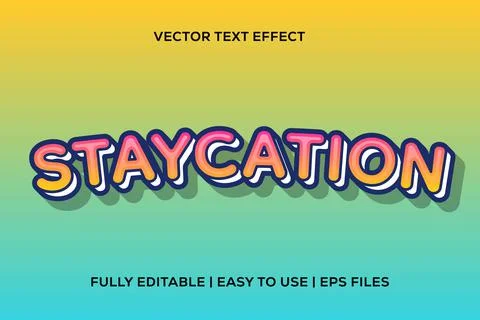 Editable vector text effect staycation Stock Illustration