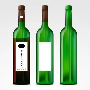 Editable vector wine bottles Stock Illustration