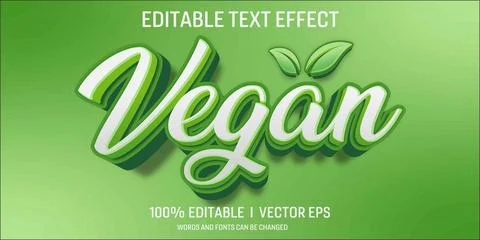 Editable vegan vector 3d text effect with modern style design Stock Illustration