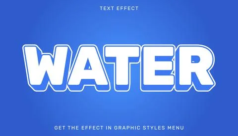 Editable water text effect in 3d style Illustration