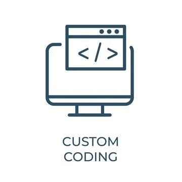 Editable Webpage html code, css style concept thin vector line icon. Terminal Stock Illustration