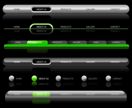 Editable Website Navigation Templates on Black Stock Illustration