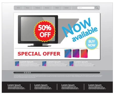 Editable website template for sales, vector Stock Illustration