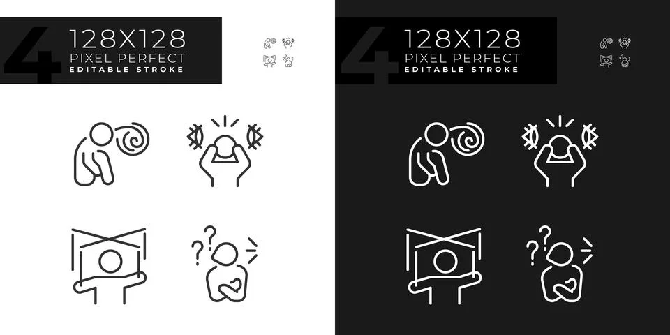 Editable white and black simple psychology icons collection Illustrazione stock