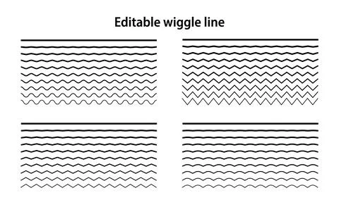 Editable wiggle lines. Set of wavy curves and zigzag intersecting horizontal イラスト素材