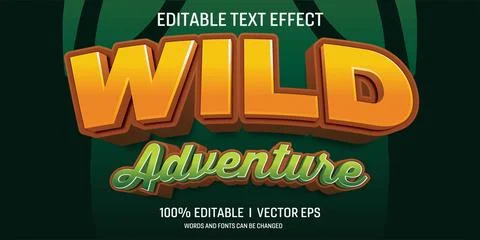 Editable WILD adventure vector 3d text effect with modern style design Stock Illustration