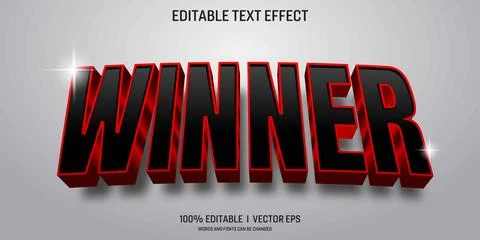 Editable winner vector 3d text effect with modern style design Stock Illustration