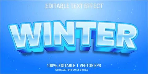 Editable winter vector 3d text effect with modern style design Stock Illustration