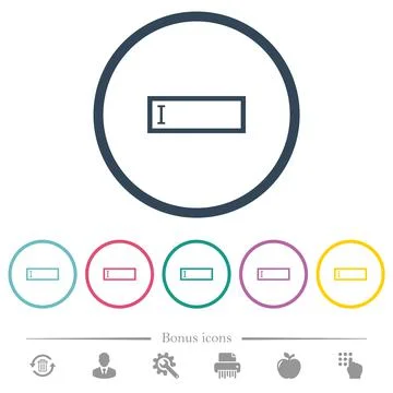 Editbox with editing cursor flat color icons in round outlines Stock Illustration
