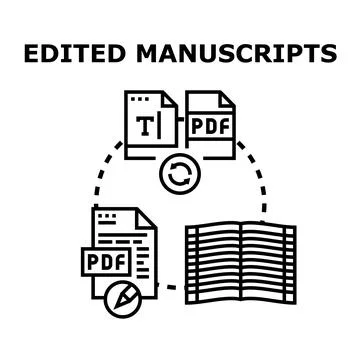 Editing and publishing process of digital and written manuscripts Stock Illustration