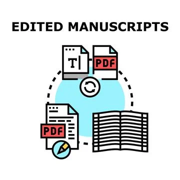 Editing and publishing process of digital and written manuscripts Stock Illustration